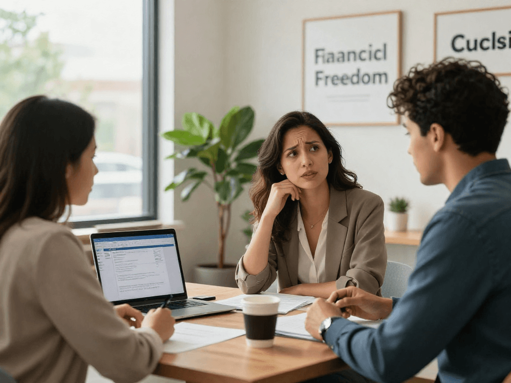 Credit relief Canada consultation scene with financial counselor and hopeful client.