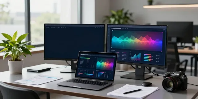 Digital marketing expert analyzing instant indexing metrics in a modern office setup.