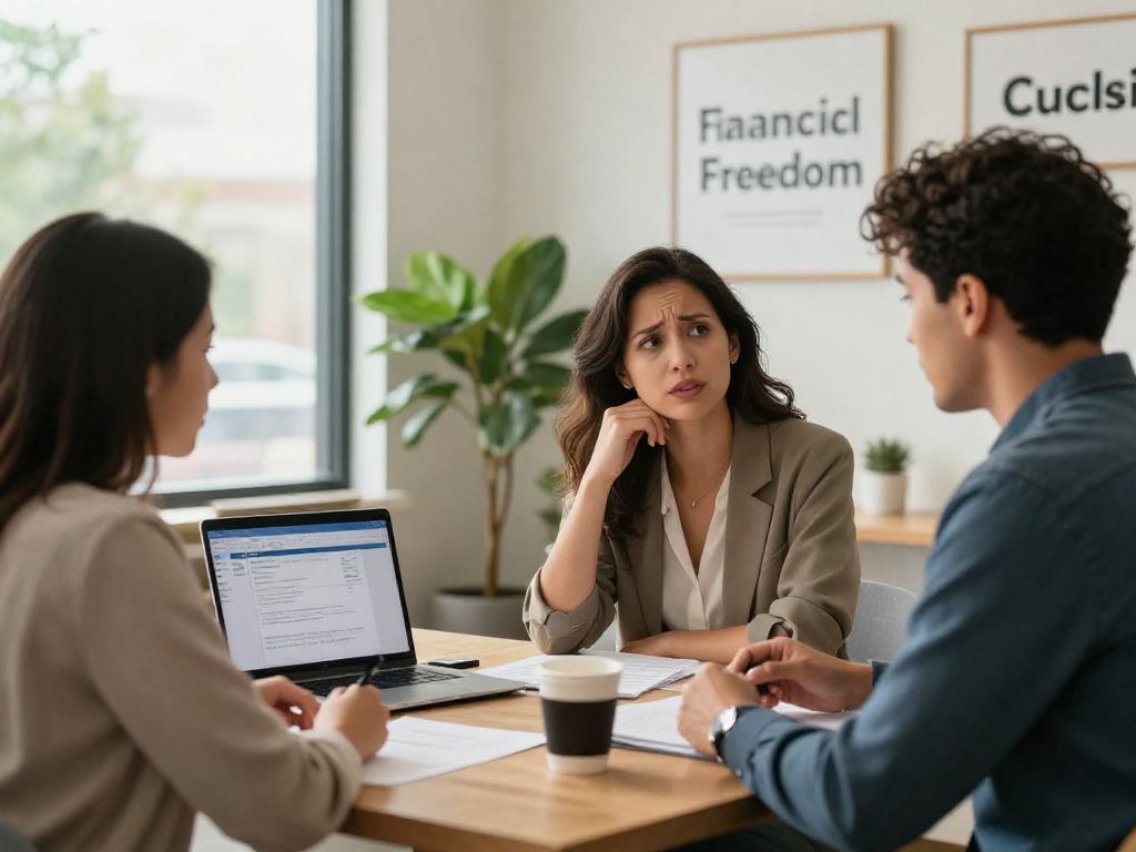 Credit relief Canada consultation scene with financial counselor and hopeful client.