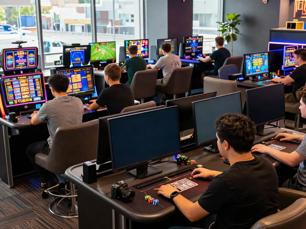 Players enjoying the vibrant TX88 gambling experience in a modern lounge.