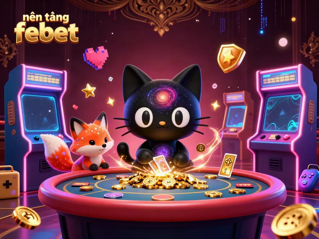 An enticing illustration showcasing the nền tảng febet where players can immerse in exciting casino games with vibrant cosmic themes.